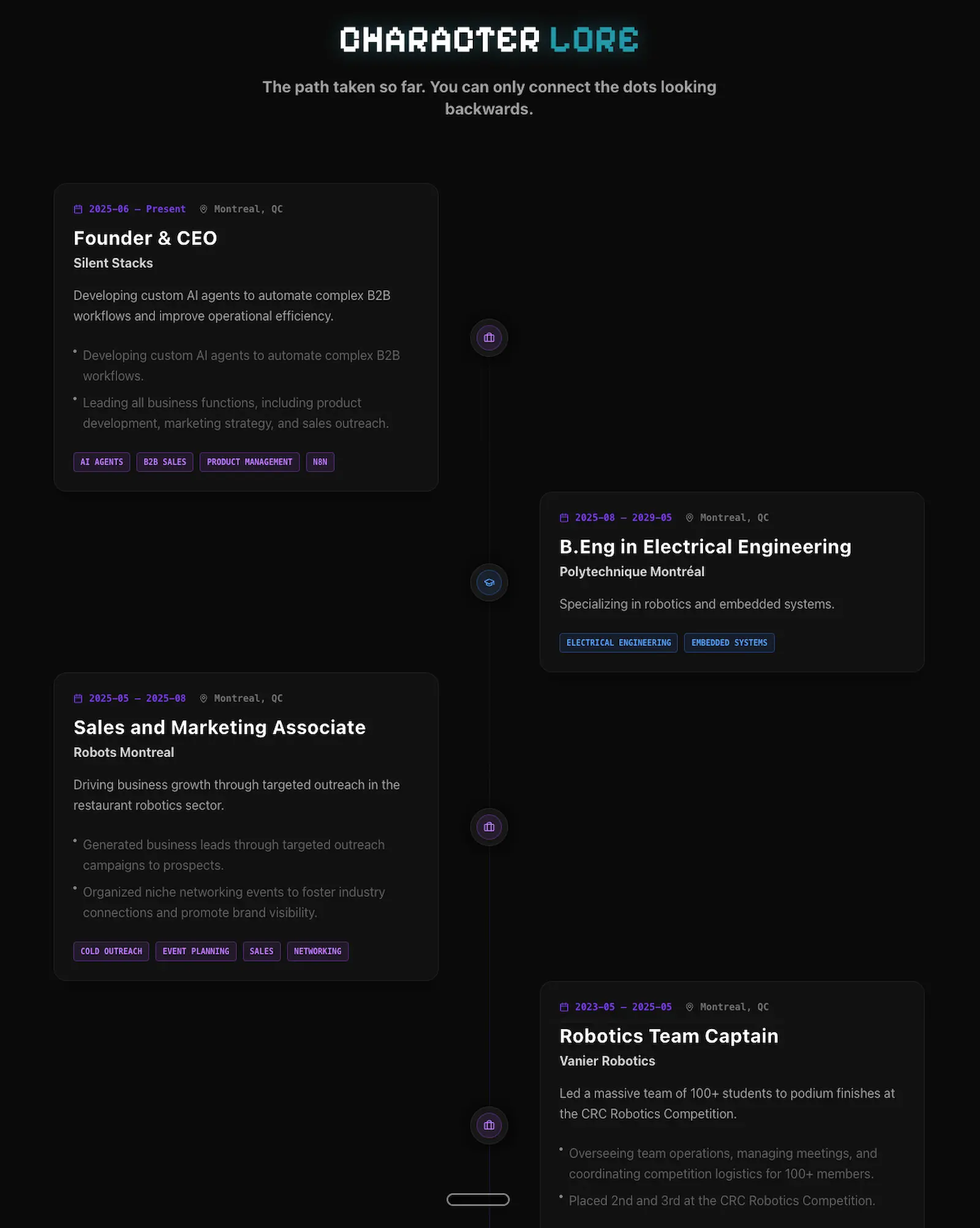 Character Lore Section