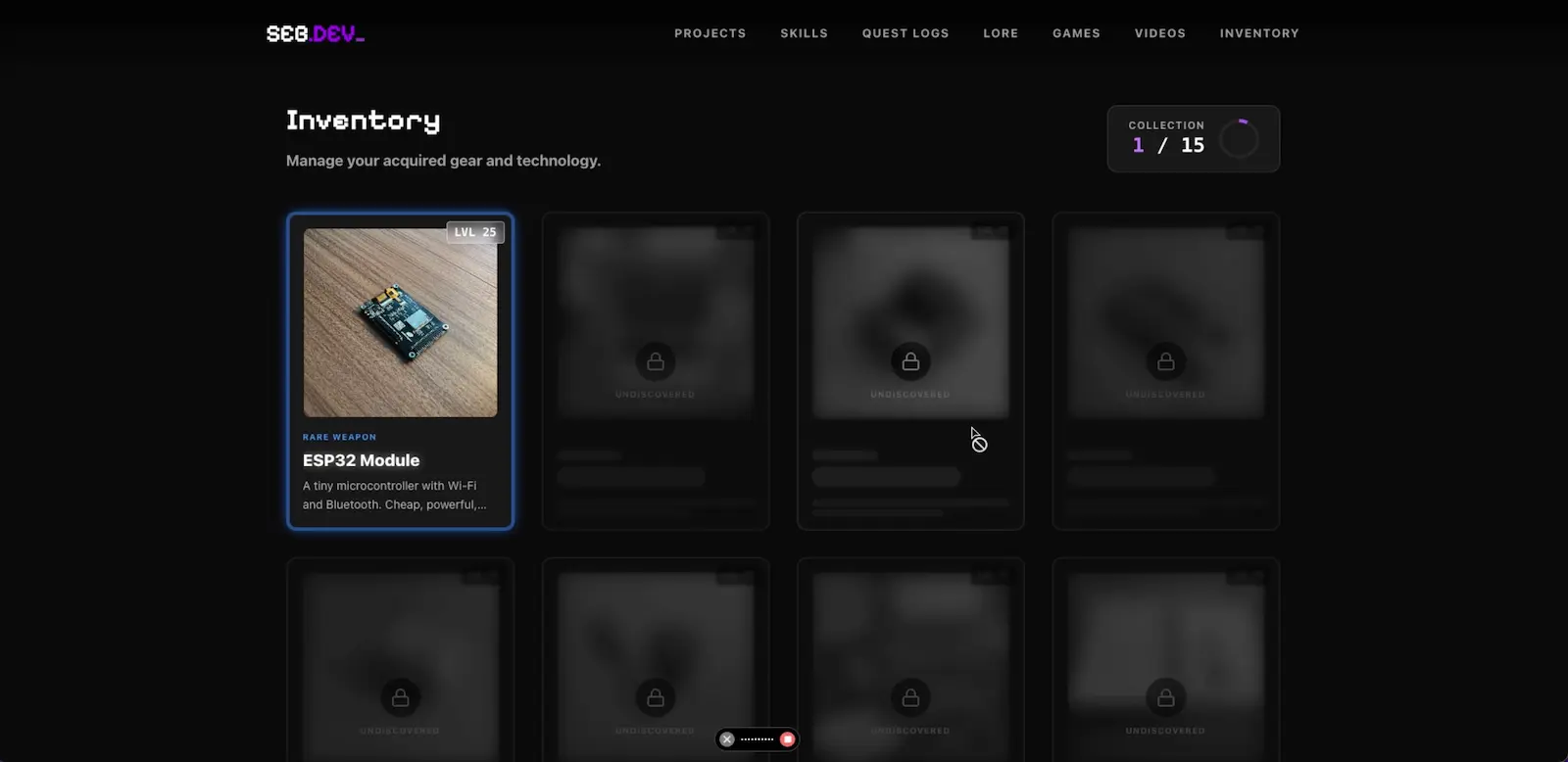 Inventory in Dark Mode